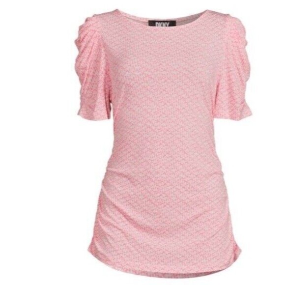 DKNY Printed Ruched Top Size Small - Picture 3 of 14